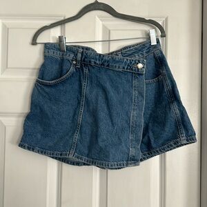 Zara Asymmetrical Wrap Denim Skort